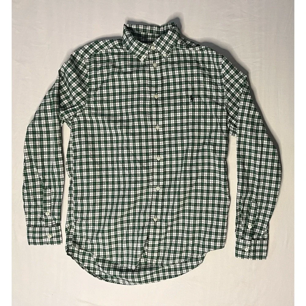 Polo Ralph Lauren Dress Shirts Youth Size XL Plaid Long Sleeve Button Up Lot X2